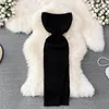 Casual Dresses Summer 2023 Girls Women's Strapless High Waist Cutout Slim Fit Knitted Wrapped Hip Dress