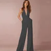 Women's Jumpsuits Jumpsuit Women 2023 Sexy Polyester White Backless Wide Leg Pants Clothing Sleeveless Elegant Female Summer Overalls