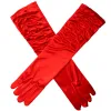 Gants de mariage de mariée 5 paires Gants de satin de mariage froissés pour femmes