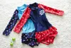 Nuevo 2016 traje de baño de manga larga + sombrero traje de playa para niñas y niños traje de baño deportivo K53-CGR1 P230602