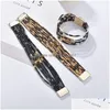 Charm Armband Luxury Leopard Leather for Sexy Women Fashion Bangles Elegant Mtilayer Wide Wrap Armband Smyckespresent Drop Delivery DHWTB