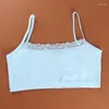 Canotte Serbatoi Ragazze Reggiseno da allenamento Mezzo corpo in pizzo Traspirante Petto avvolto Canotta Intimo Adolescente Cotone morbido Crop Top 8-15 anni