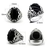 Cluster Rings Turkish Black Agate Ring For Men Pure 925 Sterling Silver Vintage Carved With Oval Big Natural Stone Male Jewelry Gift