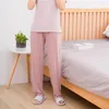Vêtements de nuit pour femmes Modal Summer à manches courtes Pantalons Pyjamas Casual Home Suit Col rond Rayé Mince Plus Size Two Piece Set