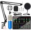 Mikrofoner BM 800 Microphone Bluetooth Wireless Karaoke med live streaming DJ10 Sound Card för PC Phone Singing Gaming YouTube Tiktok Mic