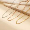 Minimalist stainless steel 3/4MM chain necklace wholesale 18k gold plated paper clip chain choker necklace for women jewelry