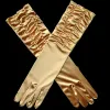 Gants de mariage de mariée 5 paires Gants de satin de mariage froissés pour femmes