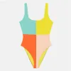 Kadınlar Yaz Tasarımcısı Renk Patchwork Bir Parçalı Mayo Seksi Bikini Yüzme Takım Moda Basit Plaj Havuzu Partisi 70921