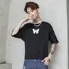 T-shirts pour hommes China-Chic Oversize Hong Kong Fengri T-shirts à manches courtes pour hommes et femmes Couples Splash Ink Butterfly Imprimé Half T-