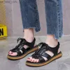 Sandalen 2023 Sommerschuhe, flache Damen-Sneakers, lässig, römisch, Goth, schwarz, luxuriös, bequem, mit Schnürung, offene Zehen, L230518