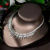 Necklace Earrings Set Fashion Unique Brilliant Cubic Zirconia Wedding Jewelry White Color Africa Luxury Bridal 4pcs Sets Festival Dress