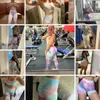 Dames Tie Dye High Tailleed Nadelloze sport Fiess Outfit Yoga Leggings Training Women Scrunch Butt Booty Gym Running Shorts 230602