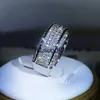 Anéis de banda de luxo requintado branco zircão anel de diamante completo para senhoras casal prata esterlina 925 moda anel festa aniversário jóias presente j230602