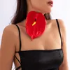 Chains Summer Floral Chocker Fabric Flannel Handmade Collar Exaggerated Red Large Leaf Necklace