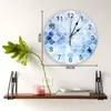 Wall Clocks Moroccan Blue Geometric Print Clock Art Silent Non Ticking Round Watch For Home Decortaion Gift