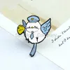 Cartoon Bird Brooches Blue Carrier Pigeon Seabirds Button Lapel Pins for Women Men Creative Animal Enamel Badges Jewelry Gifts