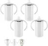 UPS 12OZ Sublimación Blanco En Blanco Recto Sippy Cup Tazas Vasos de acero inoxidable aislados con tapas atornillables Nuevo