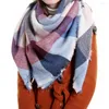 Scarves Women Scarf Neck Large Long Fashion Blanket Knitted Cashmere Female Winter Plaid Dual-use Shawl Holiday Home