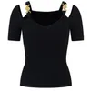 522 L 2023 Maglioni estivi Pullover da donna Maglione bianco nero Girocollo a righe bianche Manica corta Marca Stesso stile YL da donna