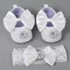 Babyschoenen Luxe Parel Baby Meisje Schoenen Eerste Wandelaar Hoofdband Set Sparkle Bling Kristallen Prinses Schoenen Baby Shower Gift SH 230601