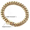 Halsbanden 14mm Gouden Halsband 18K Vergulde Hip Hop Roestvrijstalen Dongle Collier Pet Tag