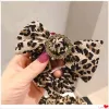 Sonbahar ve Kış Pony Tails Tutucu Yeni Yuvarlak Tokalı Yay Leopard Circle Çek Diamond Butik Kuiality Lether Band