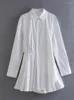 Casual Dresses ZXQJ Women 2023 Fashion Asymmetric Striped Midi Shirt Dress Vintage Long Sleeve Front Button Female Dresse Vestidos Mujer