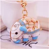 Porte-clés goutte à goutte alliage d'huile voiture porte-clés porte-clés accessoires mignon Animal éléphant chaîne porte-anneau pour femmes sac livraison directe bijoux Dhuab