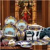 Set di stoviglie Ceramica Ciotola Piatto da minestra Regalo Cucina Utensili da cucina Accessori Stoviglie per la casa Decorazioni per la casa Porcellana T200430 Drop D Dhaur