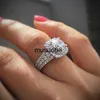 Кольца полосы Hoyon 14k белого золота 1 Моссанитовый квадратный кольцо для женщин Bague Full White Loak Diamond Wedding Jewelry J230602