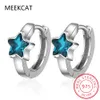 Baby Princess 925 argento blu cristallo orecchini a cerchio a forma di stella per bambini ragazze donne bellissimo anello Huggies orecchino gioielli coreani