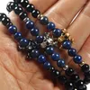 Bracelets porte-bonheur Ailatu bijoux de mode en gros 6mm naturel à facettes noir Onyx et Lapis Lazuli pierre perles Cz oeil crâne Bracelet