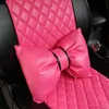 جديد لطيف bowknot pu جلود السيارة وسادة الرقبة وسادة الخصر الدعم وسادة Auto الأمان مقعد السلامة مسند رأس ملحقات السيارة الحمراء الوردي للبنات