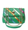 Women's Spring and Summer New Color Contrast Patchwork Soft Bag Messenger Bags Shoulder Bag Bird Head Chain Bags