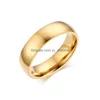 Band Rings Sier Color And Gold Vintage Wedding Ring For Lover 6Mm Stainless Steel Smooth Promise Jewelry Drop Delivery Dhlqx