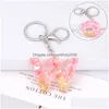 Nyckelringar Fashion Pink English Letter Chain med hummerlås AZ Initialer Keychain Women Handbag Hanging Pendant Keyring Accessorie Dhytn