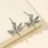 Stud Earrings Fashion Women Rhinestone Crystal Alloy Dragonfly Drop Pendant Female Luxury Shine Boutique Jewelry