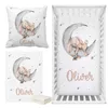 Bedrails LVYZIHO Sleeping Bunny Custom Name Crib Beddengoed Set Sleep on Moon Baby Shower Gift 230601