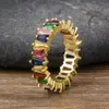 Band Rings Nidin Hot Sale Thin Baguette Rainbow CZ Ring for Women Girls Fashion Engagement Wedding Band Top Quality Charm Finger Jewelry J230602