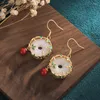 Dangle Earrings White Jade Donut Gemstone Jewelry Real Natural Gift Amulets 925 Silver Women Amulet Vintage Luxury Accessories