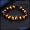 Perlen Herren Mode Natürliche Tigerauge Perlen Matte Onyx Stein Gewebte Armband Armreifen Heilung NCE Gebet Frauen Männer Schmuck Drop Delive Dh2Oy