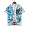 Chemises décontractées pour hommes Chemise à manches courtes Style de plage Couture colorée T-shirt d'affaires classique Bouton Revers Slim fit chemises de qualité277k