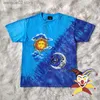 Men's T-Shirts 2022ss Tie Dye Blue T-SHIRTS Men Women Best Quality Vintage Sun Moon Printing Top Tees T Shirt T230602