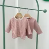 Magliette Primavera Baby Magliette Neonate T-shirt a righe con base a righe Ragazzi Top in cotone con scollo tondo 230601