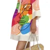 Robes décontractées Yeezzi 2023 femme mode contraste couleur Figure imprimé robe de soirée été sortir vacances Mini pour les femmes