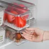 Opslagflessen Transparante Voedselcontainer Met Zeef Koelkast Groenten Fruit Vershouddoos Stapelbare Keuken Produce Saver