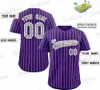 Camisa de beisebol personalizada costurada com qualquer nome, qualquer número, camisas bordadas à mão, homens, mulheres, tamanho grande, misto, enviado para todos os times, roxo 0206019