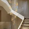 Lustres modernos LED anel lustre grande escadaria iluminação para villa duplex apartamentos cromo luzes penduradas