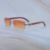 Occhiali da sole in legno Designer di lusso senza montatura Carter Eleganti occhiali da sole Eleganti occhiali da uomo in legno per esterni Decorazione fresca tonalità Y2K