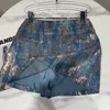 Saias PREPOMP 2023 Summer Arrival Bordado Gradient Color Lantejoulas Azul Curto Mini Saia Jeans Feminino 130